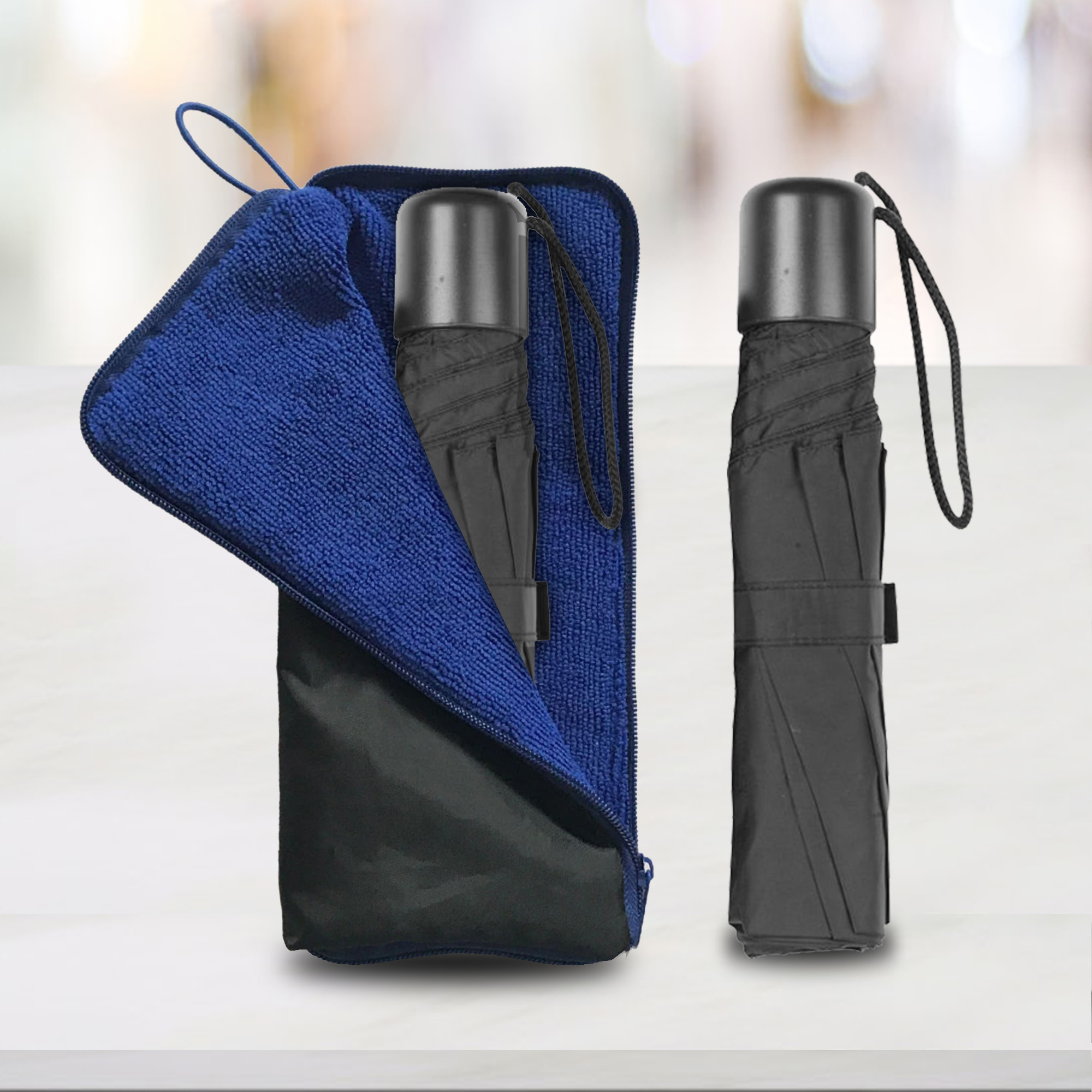 Foldable Umbrella with Water Absorbing Pouch